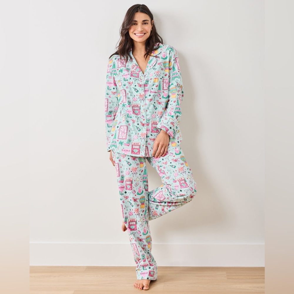 Printfresh Long PJ Set in Viva Las Vegas Mint Size 2X *Pants Only*